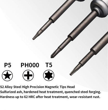 Kaisi 5pcs MacBook Repair Tool Kit Precision P5 Pentalobe Screwdriver, T5 Torx and PH000 Phillips Screwdriver with Ultra-Thin Steel and Nylon Spudgers for MacBook Pro & MacBook Air with Retina Display