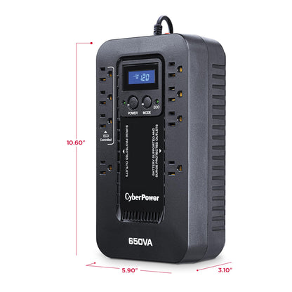 CyberPower EC850LCD Ecologic UPS Battery Backup and Surge Protector, 850VA/510W, 12 Outlets, ECO Mode, Compact, UL Certified