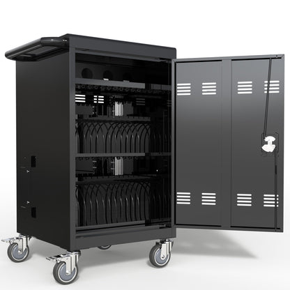 35 Device Mobile Charging Cart, Chromebooks and Laptop Computers, Locking Charging Station with Lock & Key for The Front Back Door, Surge Protection