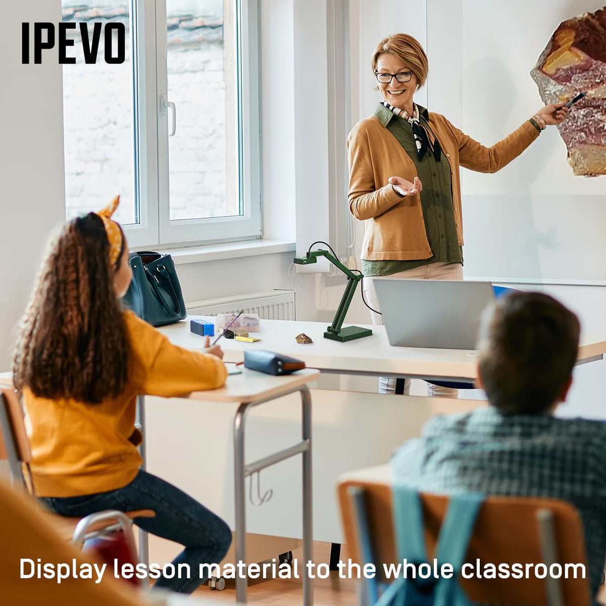 IPEVO V4K Ultra High Definition 8MP USB Document Camera — Mac OS, Windows, Chromebook Compatible for Live Demo, Web Conferencing, Distance Learning, Remote Teaching, Green