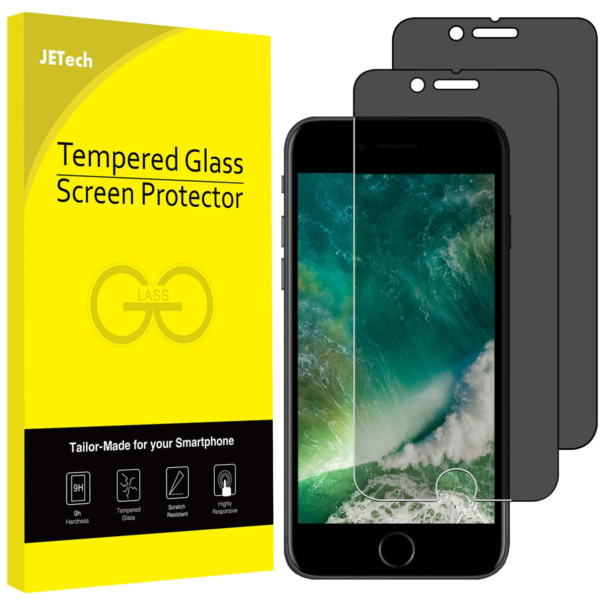JETech Privacy Screen Protector for iPhone 17e (2026) / iPhone 16e / iPhone 13/13 Pro, Anti Spy Tempered Glass Film, 6.1-Inch Display, 2-Pack