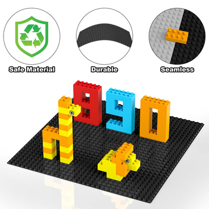 Pokiiulk Classic Gray Baseplates, 32x32 Studs Square Base Plates for Play or Display Bricks Creations, Compatible with Classic Legos, 10" x 10", Pack of 2, Perfect for City Streets, Castle, Mountains