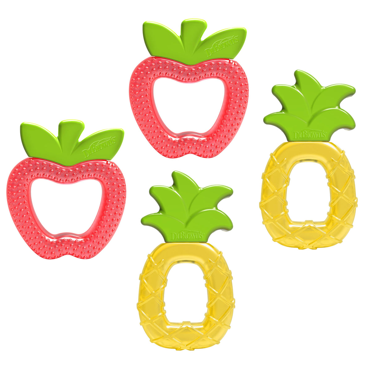 Dr. Brown's AquaCool Water-Filled Teether, Cooling Baby Teether Toy for Sore Gums, Apple Pineapple, BPA-Free, 3m+, 2-Pack