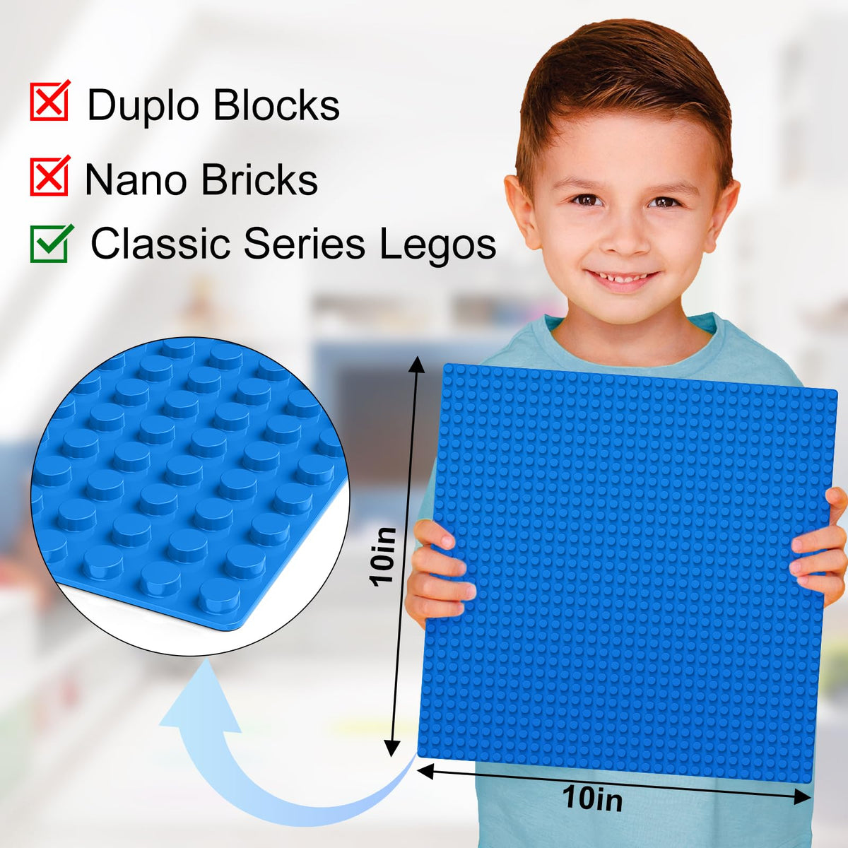 Pokiiulk Classic Gray Baseplates, 32x32 Studs Square Base Plates for Play or Display Bricks Creations, Compatible with Classic Legos, 10" x 10", Pack of 2, Perfect for City Streets, Castle, Mountains