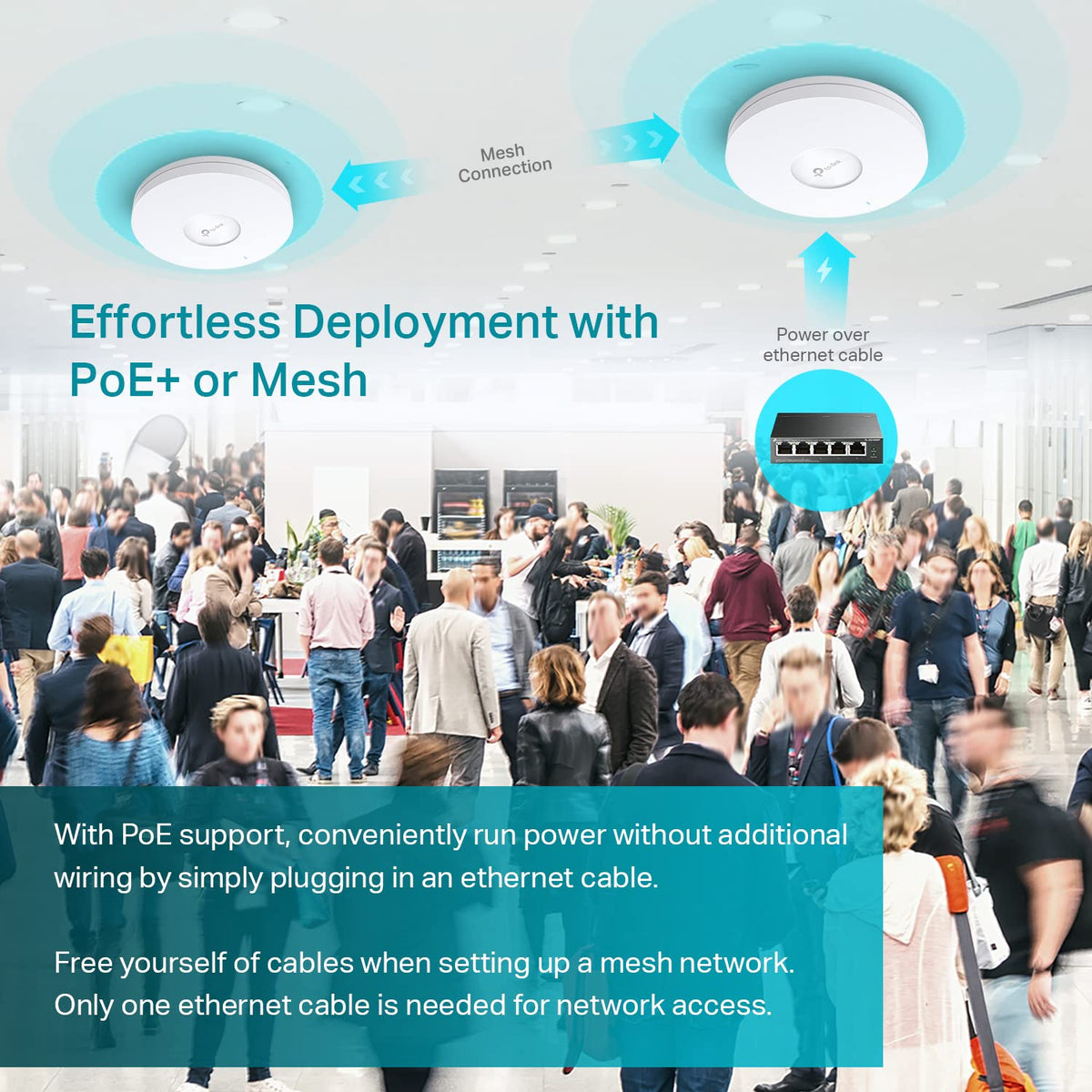 TP-Link EAP225 Omada AC1350 Gigabit Wireless Access Point Business WiFi Solution w/Mesh Support, Seamless Roaming & MU-MIMO PoE Powered SDN Integrated Cloud Access & Omada App White