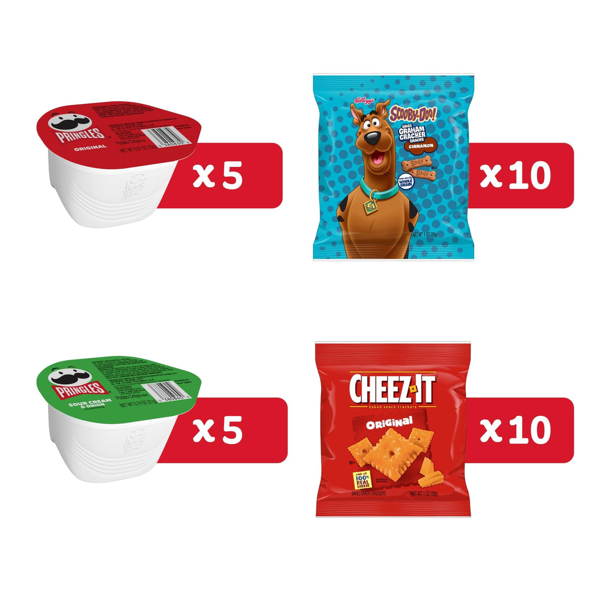Kellogg's Cheez-It, Pringles & Rice Krispies Treats Snacks Mega Variety Pack, 30.1oz Box (30 Count)
