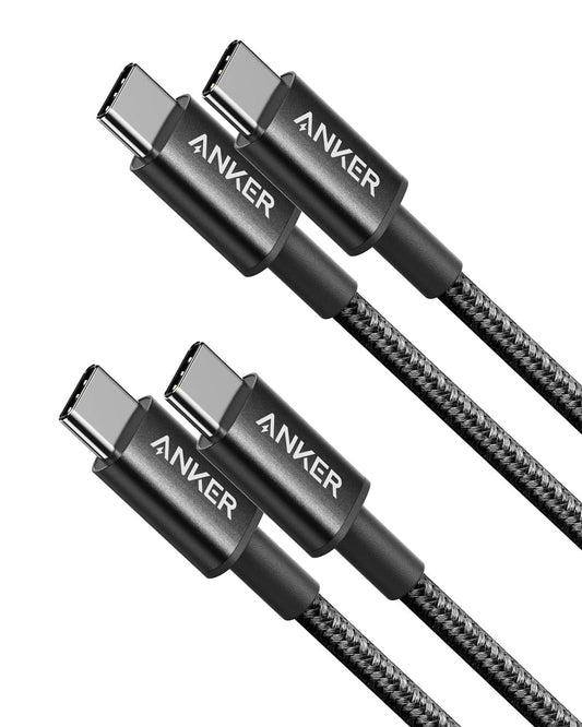 Anker USB C to USB C Cable, Type-C 60W Fast Charging Cable (6 FT, 2Pack) for iPhone 17 Series, iPad mini 6 and More (Black)