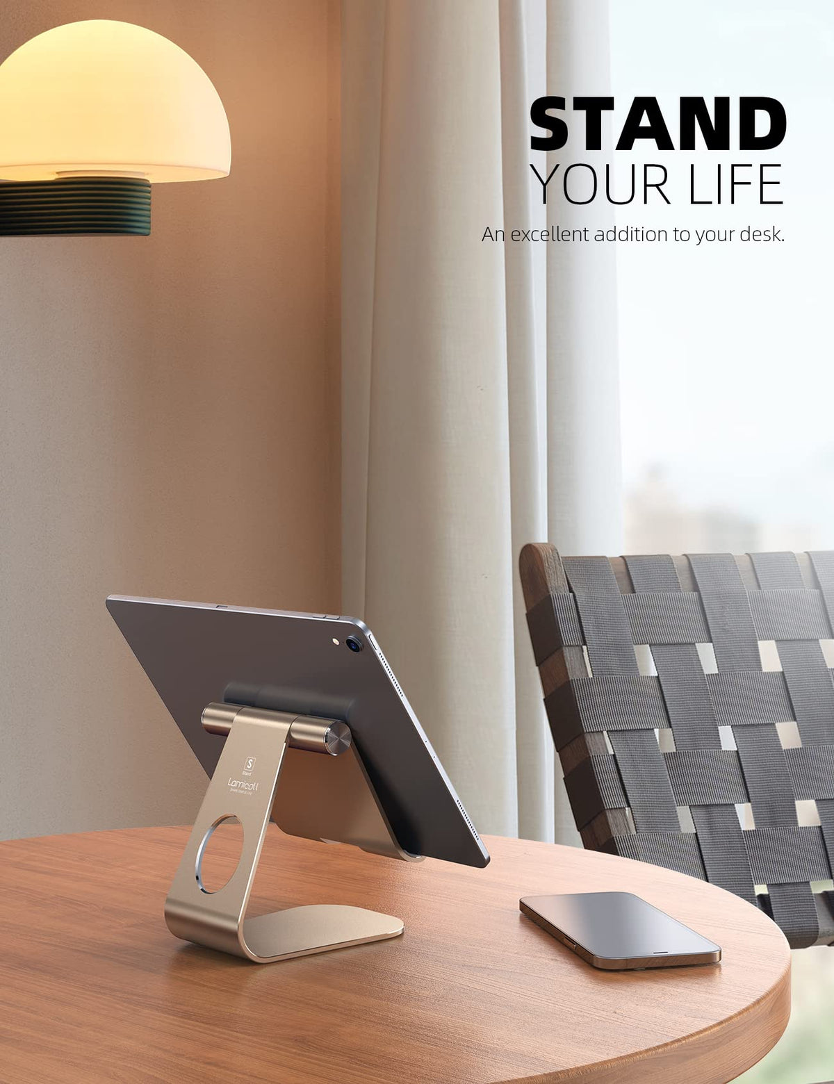 Lamicall S1 Tablet Stand, Adjustable Tablet Holder - Desktop Stand Dock Holder for 4-13" Tablet, iPad Pro 11, 9.7, 10.5, 12.9 Air Mini, Kindle, Tab, Switch, Viral Podcast Video Office Desk Accessories
