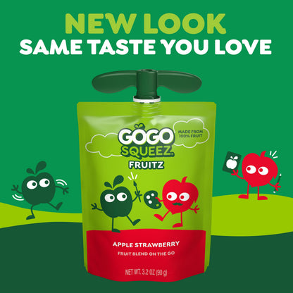 GoGo squeeZ Applesauce and Fruit Puree, Apple Banana, 3.2 oz (Pack of 48), Unsweetened Fruit Snacks for Kids, Gluten Free, Nut Free and Dairy Free, BPA Free Pouches (Packaging May Vary)