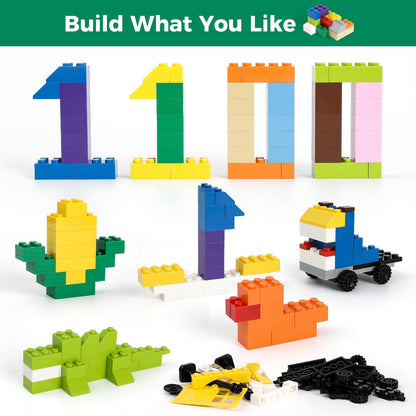 HUIZDQ 1500 Pieces Building Bricks, Classic Bulk Small Blocks, Classic Bricks Set Basic Building Blocks Compatible with All Major Brands