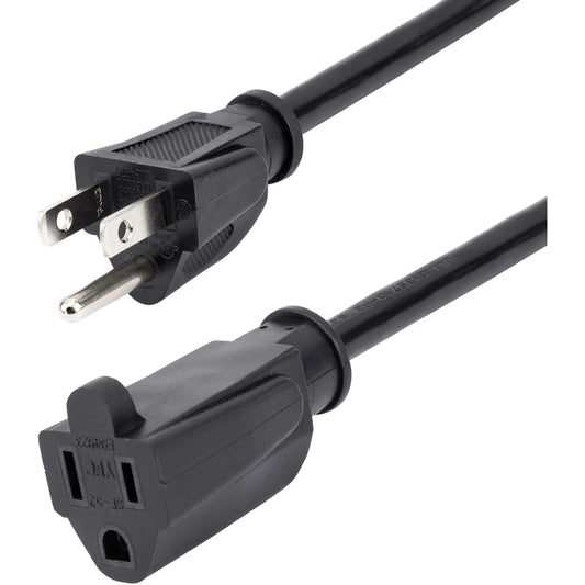 StarTech.com 10ft (3m) Heavy Duty Extension Cord, NEMA 5-15R to NEMA 5-15P Black Extension Cord, 15A 125V, 14AWG, Heavy Gauge Power Extension Cable, Heavy Duty AC Power Cord, UL Listed (PAC1011410)