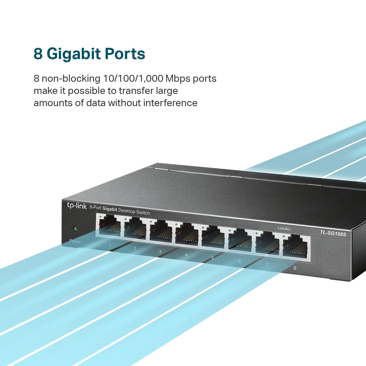 TP-Link TL-SG108S 8 Port Gigabit Ethernet Switch | Desktop/Wall-Mount | Plug & Play | Fanless | Sturdy Metal | 3 Year Manufacturer Warranty | 802.1p/DSCP QoS & IGMP Snooping | Compact Design