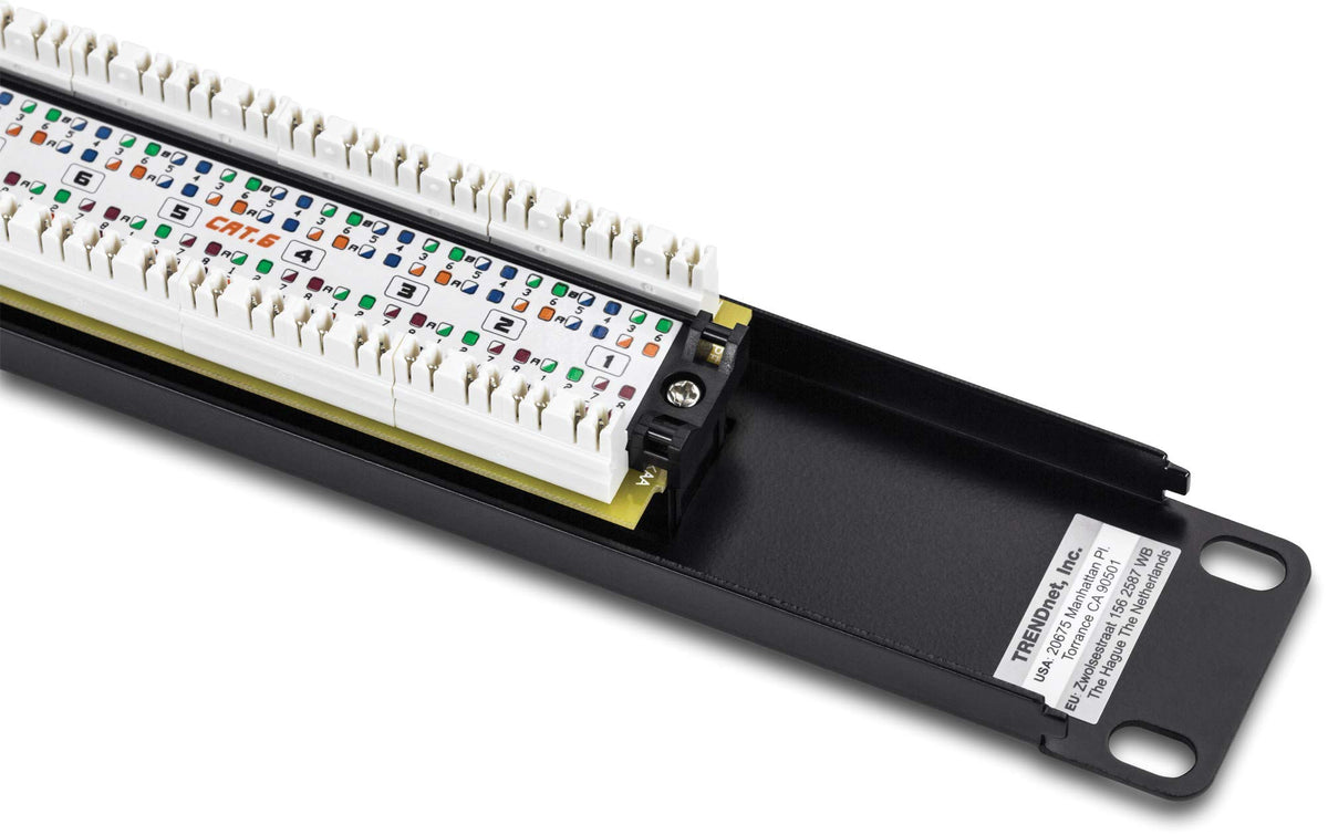 TRENDnet 16-Port Cat6 Unshielded Patch Panel,Rackmount, 1U 19", Cat3,Cat4,Cat5,Cat5e,Cat6 Compatible, 250Mhz Connection, Ideal for Copper Gigabit Ethernet Connections, Black, TC-P16C6