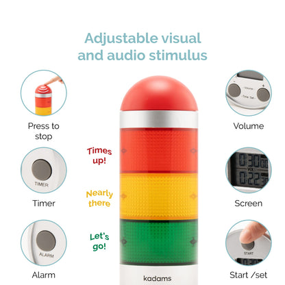 KADAMS Visual Timer for Kids with Audio Pre-Alarm - Traffic Light Alarm for Kids Toddler Teachers Classroom Home Time Management Tool 24hr Countdown Pause Memory Function