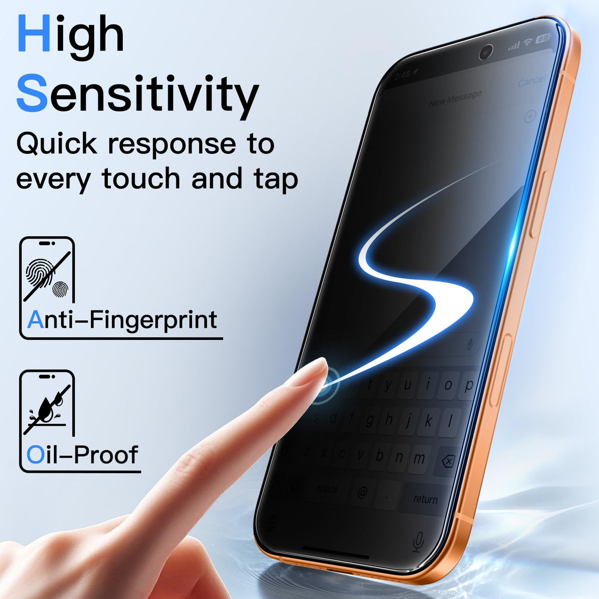 JETech Privacy Screen Protector for iPhone 15 6.1-Inch, Anti-Spy Tempered Glass Film with Easy Installation Tool, 2-Pack
