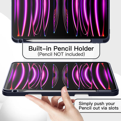 JETech Case for iPad Pro 11 Inch 2022/2021/2020 Model (4th/3rd/2nd Generation), with Pencil Holder, Support 2nd Pencil Charging, Slim Tablet Cover with Soft TPU Back, Auto Wake/Sleep (Black)