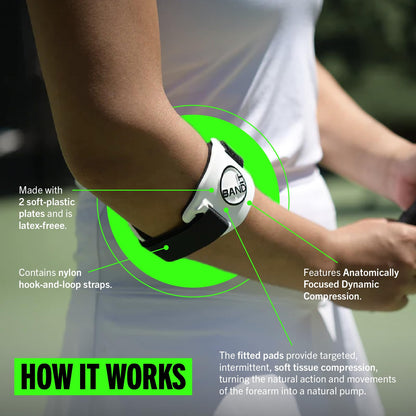 BandIT ® Therapeutic Arm Band for Elbow & Forearm Pain Relief, Anatomically Focused Dynamic Compression Band for Carpal Tunnel, Tendonitis, Tennis Elbow, Golfers Elbow, Sprains, & Arthritis, White