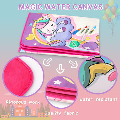 Water Doodle Mat - Kids Painting Writing Color Doodle Drawing Mat Toy Bring Magic Pens Educational Toys for Age 3 4 5 6 7 Year Old Girls Boys Age Toddler Gift