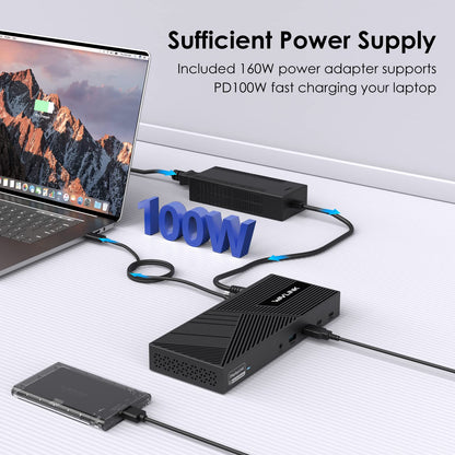 WAVLINK USB Laptop Docking Station Dual Monitors, DisplayLink Computer Dock for M1 M2 Mac and Windows, ChromeOS, Ubuntu 20.04/22.04 (HDMI & HDMI/DVI/VGA, 6xUSB Ports, LAN, Audio)