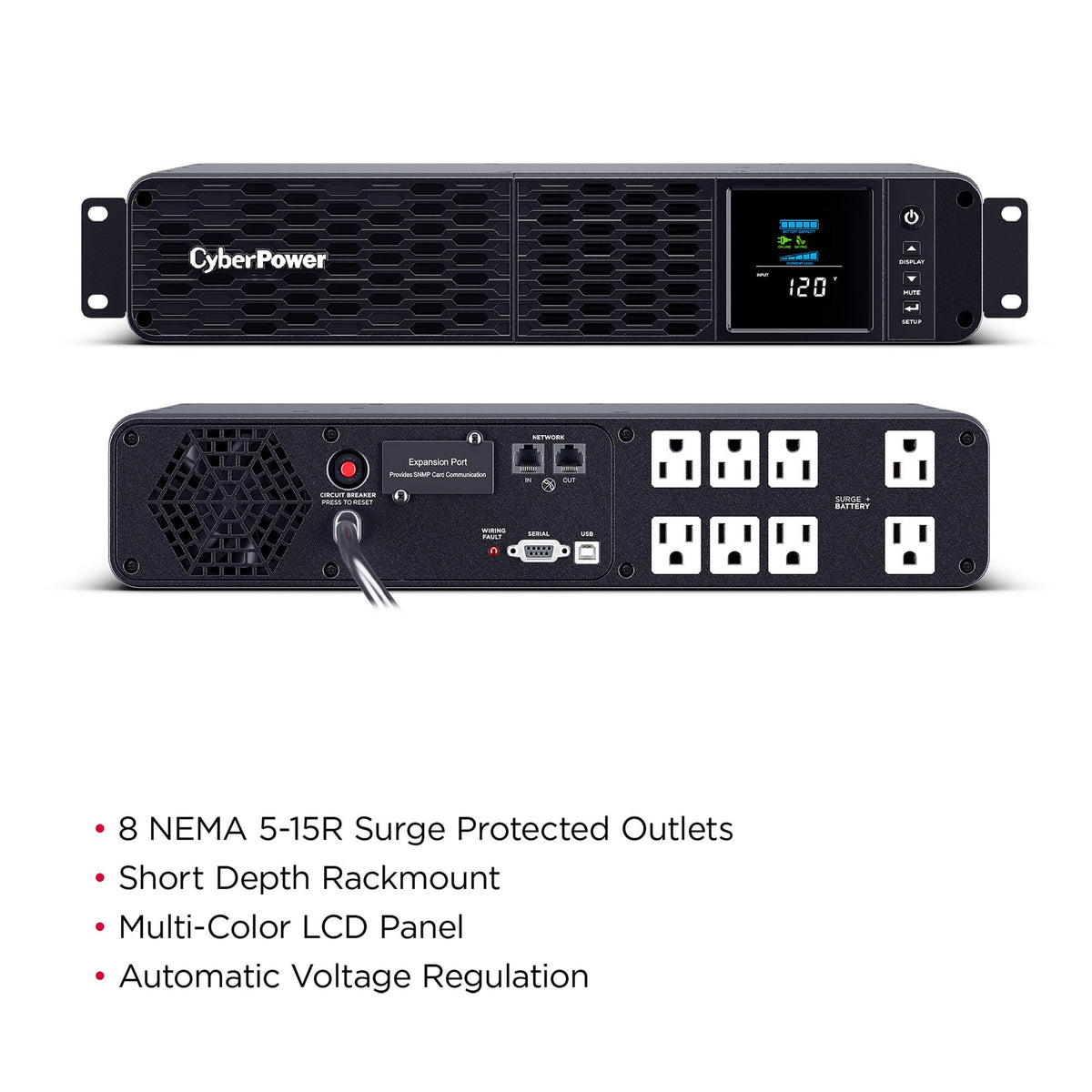 CyberPower CP1500PFCLCD PFC Sinewave UPS Battery Backup and Surge Protector, 1500VA/1000W, 12 Outlets, AVR, Mini Tower, UL Certified