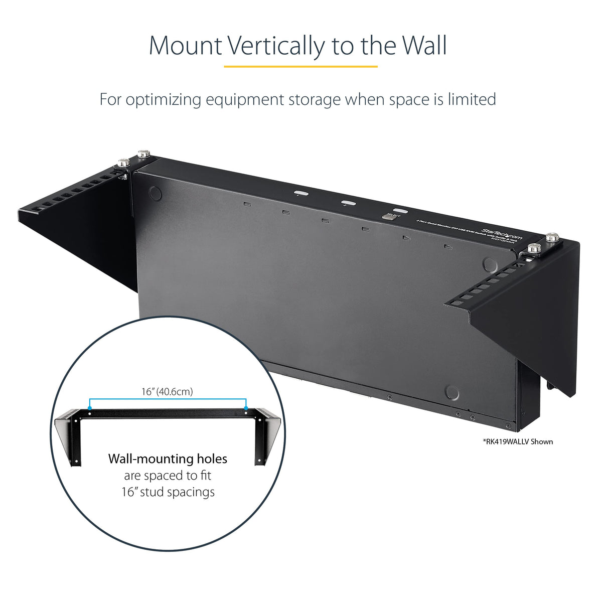StarTech.com 2U Vertical Wall Mount Patch Panel Bracket - Steel Rack Mount Bracket w/Hardware for 19" Network, Server and Data Equipment , TAA (RK219WALLV)