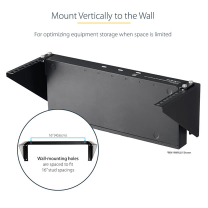 StarTech.com 2U Vertical Wall Mount Patch Panel Bracket - Steel Rack Mount Bracket w/Hardware for 19" Network, Server and Data Equipment , TAA (RK219WALLV)