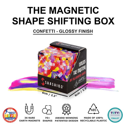 Shashibo Shape Shifting Box - Award-Winning STEM Fidget Toy with Ultra Strong Magnets - Puzzle Cube Transforms Into 100+ Shapes, Perfect Sensory Gift for Kids, Teens, and Adults (Spaced Out)
