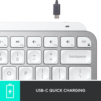 Logitech MX Keys Mini Minimalist Wireless Illuminated Keyboard, Compact, Bluetooth, Backlit, USB-C, Compatible with Apple macOS, iOS, Windows, Linux, Android, Metal Build - Graphite