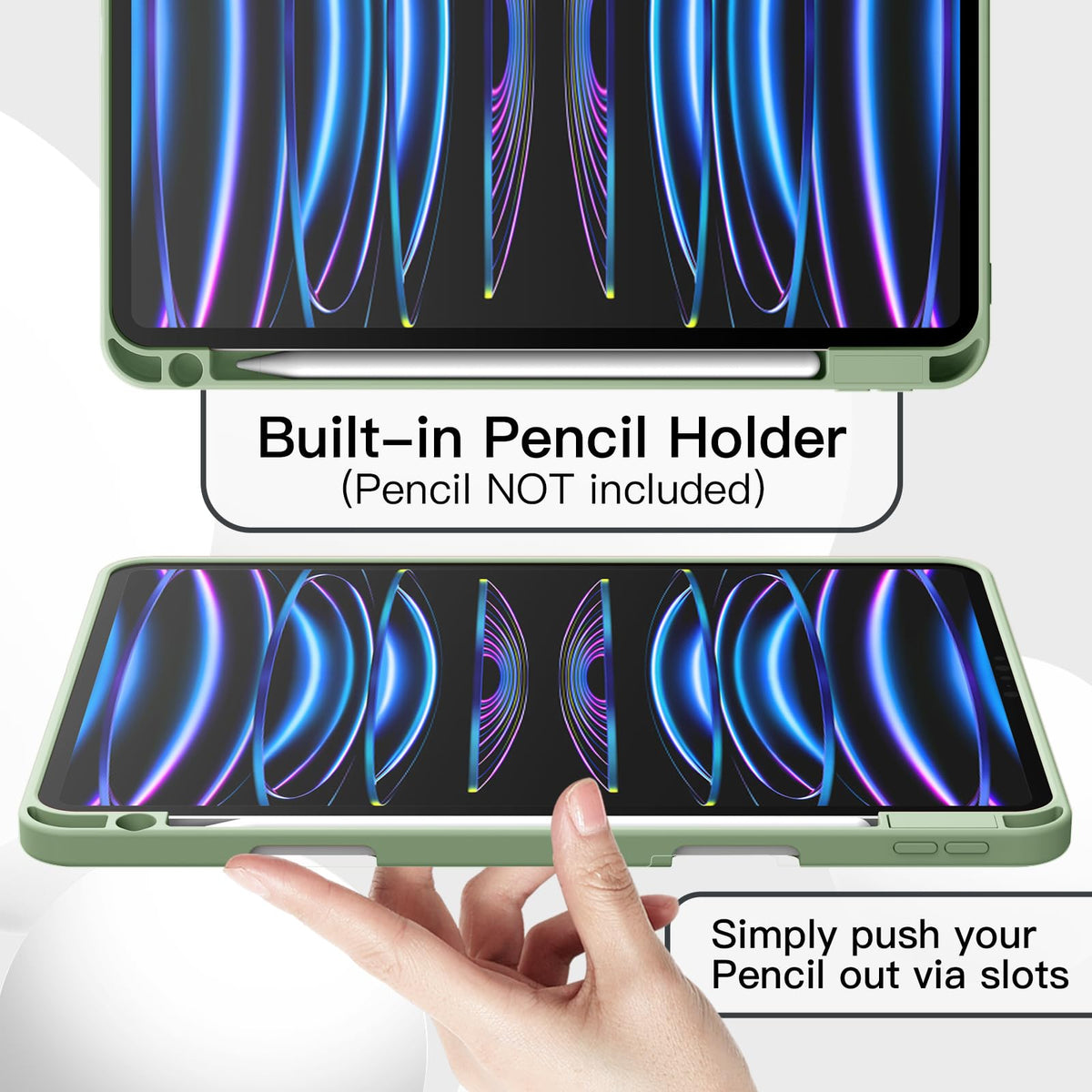 JETech Case for iPad Pro 11 Inch 2022/2021/2020 Model (4th/3rd/2nd Generation), with Pencil Holder, Support 2nd Pencil Charging, Slim Tablet Cover with Soft TPU Back, Auto Wake/Sleep (Black)