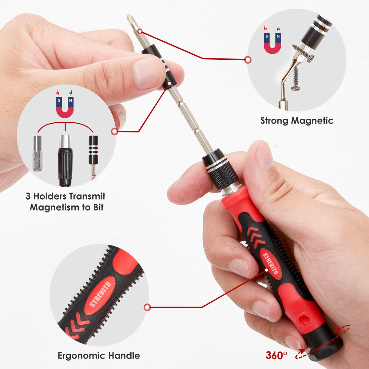 STREBITO Electronics Precision Screwdriver Sets 142-Piece with 120 Bits Magnetic Repair Tool Kit for iPhone, MacBook, Computer, Laptop, PC, Tablet, PS4, Xbox, Nintendo, Game Console