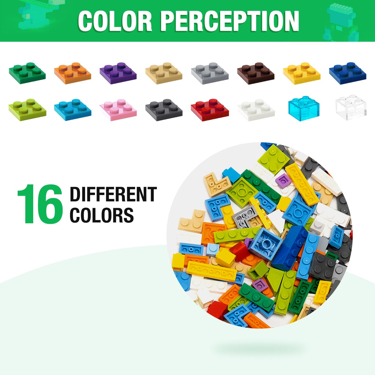 MANNIDOO 1600 Pieces Building Bricks, Building Bulk Block with 2 Packs 24x24 Studs Sticky Plate and 46PCS Wheel Accessory - Compatible with All Major Bricks, Gfits for Kid - 18 Shape/16 Colo