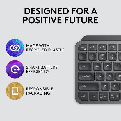Logitech MX Keys Mini Minimalist Wireless Illuminated Keyboard, Compact, Bluetooth, Backlit, USB-C, Compatible with Apple macOS, iOS, Windows, Linux, Android, Metal Build - Graphite