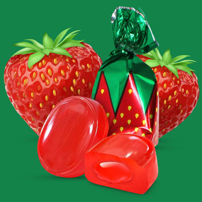 Strawberry Filled Hard Candy Bon Bons 2 lbs Bulk Pack - Individually Wrapped Christmas Fruit-Filled Candy, Classic Strawberry Hard Candy for Holiday Treats, Parties, and Snacks
