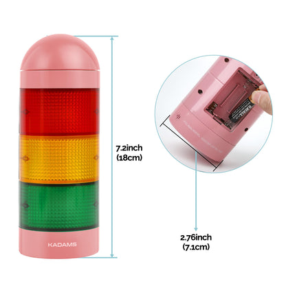 KADAMS Visual Timer for Kids with Audio Pre-Alarm - Traffic Light Alarm for Kids Toddler Teachers Classroom Home Time Management Tool 24hr Countdown Pause Memory Function