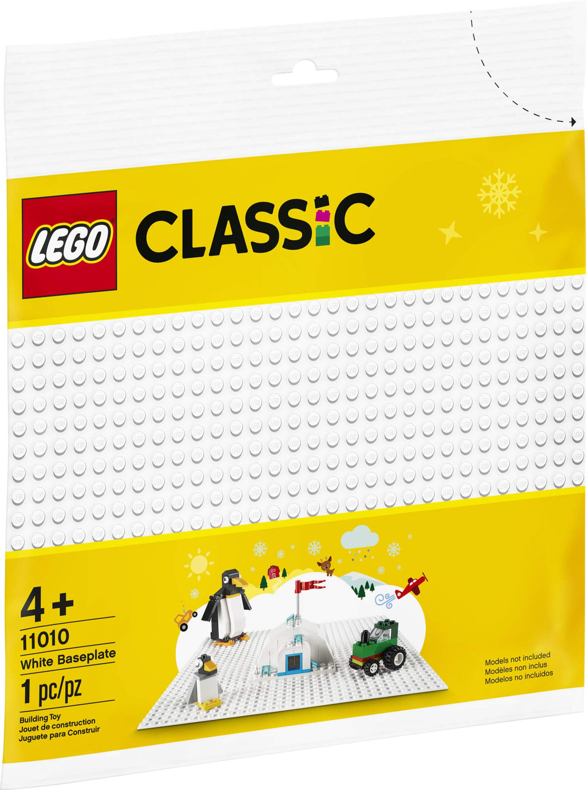 LEGO Classic White Baseplate, Square 32x32 Stud Foundation to Build, Play, and Display Brick Creations, Great for Snowy and Winter Landscapes, 11026