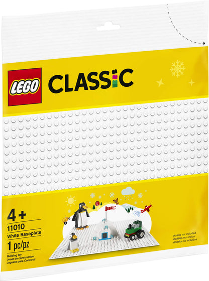 LEGO Classic White Baseplate, Square 32x32 Stud Foundation to Build, Play, and Display Brick Creations, Great for Snowy and Winter Landscapes, 11026