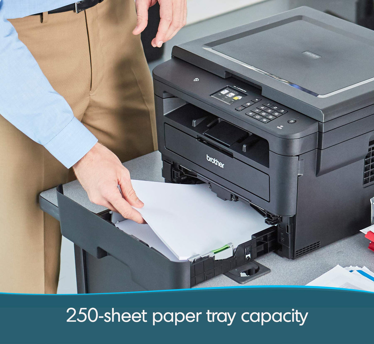 Brother Compact Monochrome Laser Printer, HLL2395DW, Flatbed Copy & Scan, Wireless Printing, NFC with Refresh Subscription Free Trial and Amazon Dash Replenishment Ready
