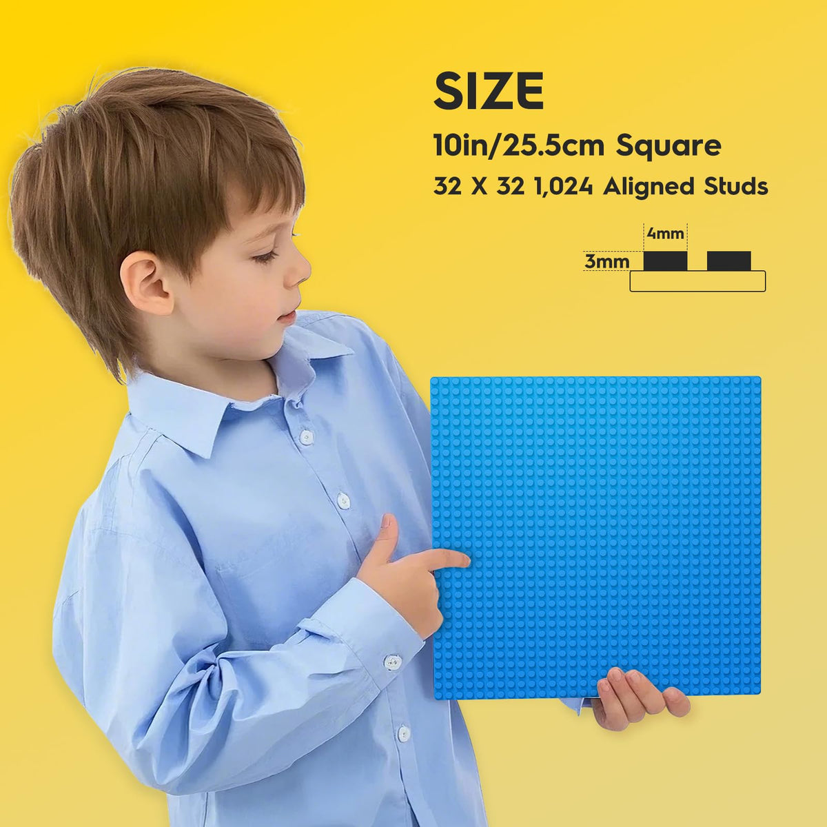 Pokiiulk Classic Gray Baseplates, 32x32 Studs Square Base Plates for Play or Display Bricks Creations, Compatible with Classic Legos, 10" x 10", Pack of 2, Perfect for City Streets, Castle, Mountains