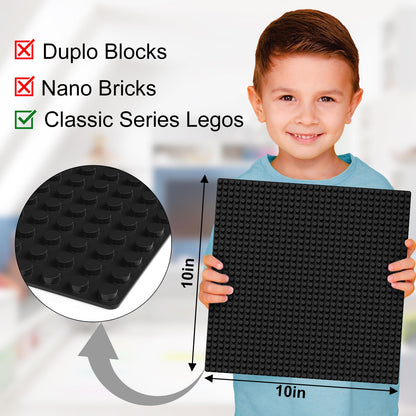 Pokiiulk Classic Gray Baseplates, 32x32 Studs Square Base Plates for Play or Display Bricks Creations, Compatible with Classic Legos, 10" x 10", Pack of 2, Perfect for City Streets, Castle, Mountains