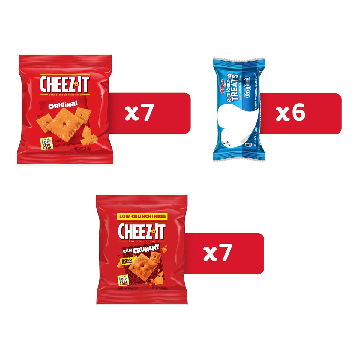 Kellogg's Cheez-It, Pringles & Rice Krispies Treats Snacks Mega Variety Pack, 30.1oz Box (30 Count)