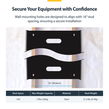 StarTech.com 6U Wall Mount Network Rack - 14 Inch Deep (Low Profile) - 19" Patch Panel Bracket for Shallow Server and IT Equipment, Network Switches - 44lbs/20kg Weight Capacity, Black (WALLMOUNT6)
