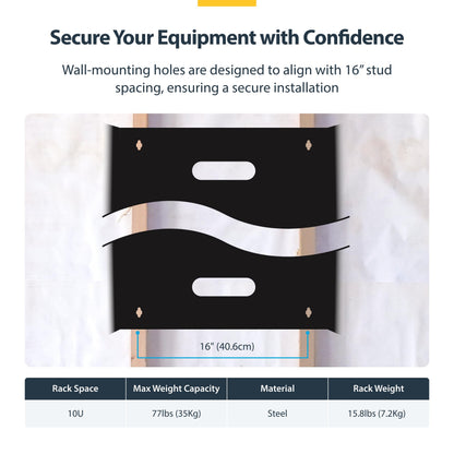 StarTech.com 6U Wall Mount Network Rack - 14 Inch Deep (Low Profile) - 19" Patch Panel Bracket for Shallow Server and IT Equipment, Network Switches - 44lbs/20kg Weight Capacity, Black (WALLMOUNT6)