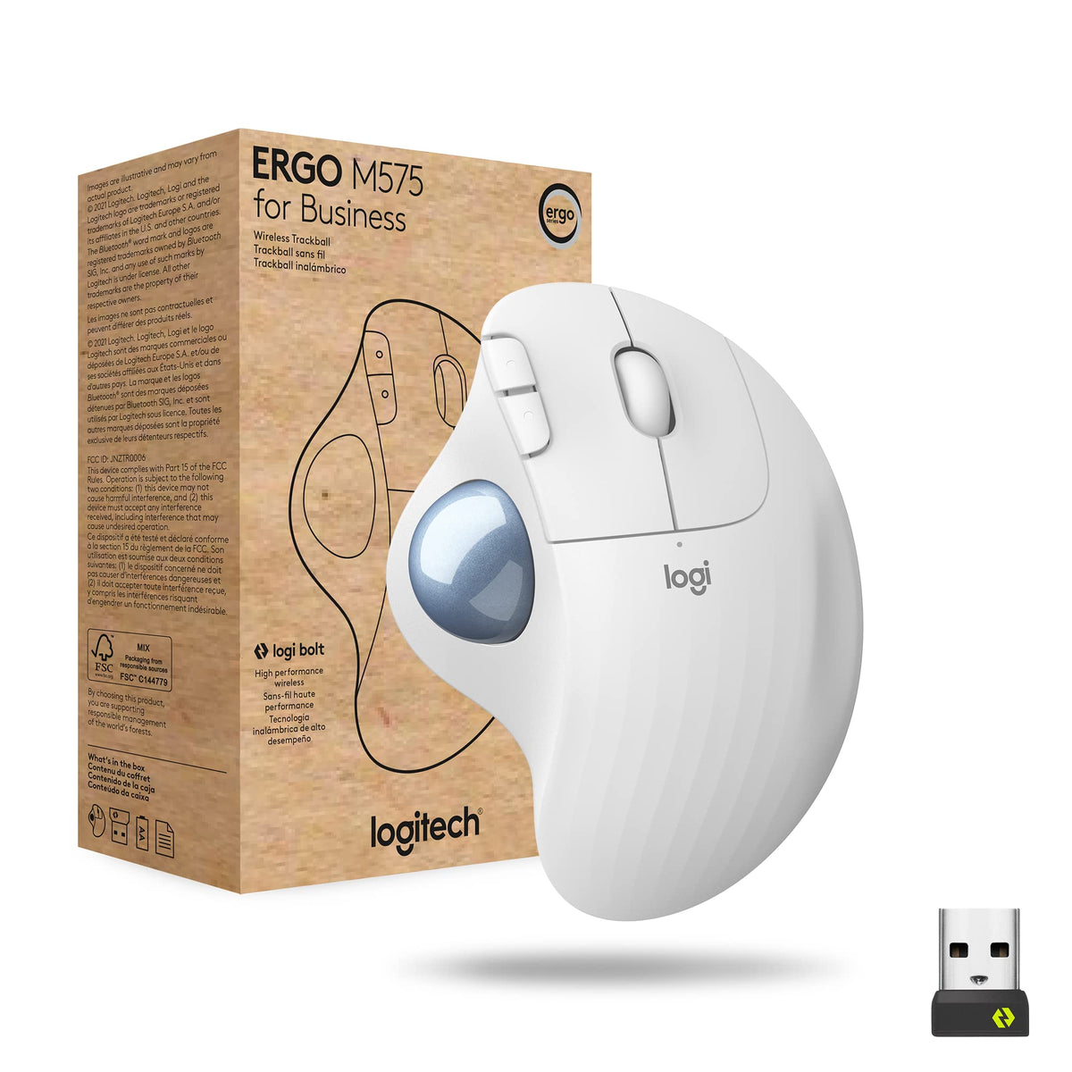 Logitech Ergo M575 Wireless Trackball for Business - Easy Thumb Control, Ergonomic Design, Secured Logi Bolt, Bluetooth, Globally Certified, Windows/Mac/Chrome/Linux - Graphite