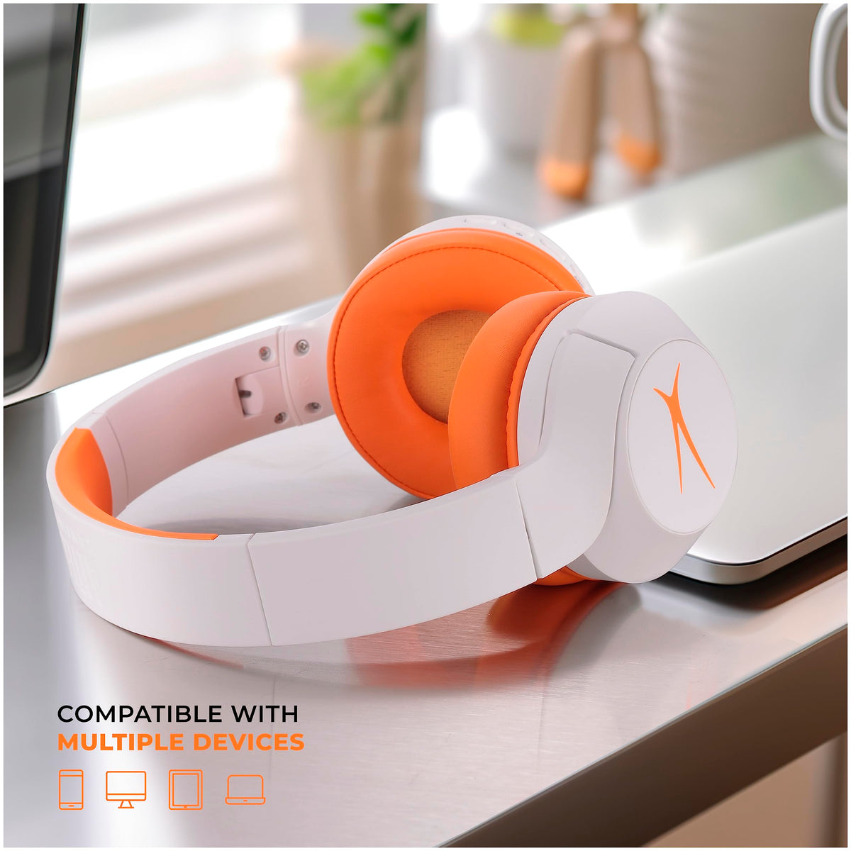 Altec Lansing Kid Safe Noise Cancelling Wireless Headphones 15H Battery, 85dB Volume Limit, Foldable Design Powerful Sound, Active Noise Cancellation Perfect for Kids Ages 7+ (Whiteout Pop Pink)