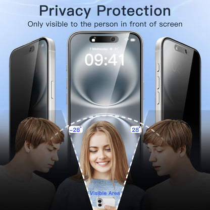 JETech Privacy Screen Protector for iPhone 15 6.1-Inch, Anti-Spy Tempered Glass Film with Easy Installation Tool, 2-Pack