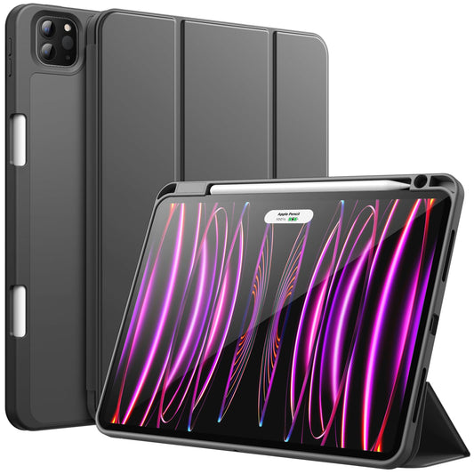 JETech Case for iPad Pro 11 Inch 2022/2021/2020 Model (4th/3rd/2nd Generation), with Pencil Holder, Support 2nd Pencil Charging, Slim Tablet Cover with Soft TPU Back, Auto Wake/Sleep (Black)