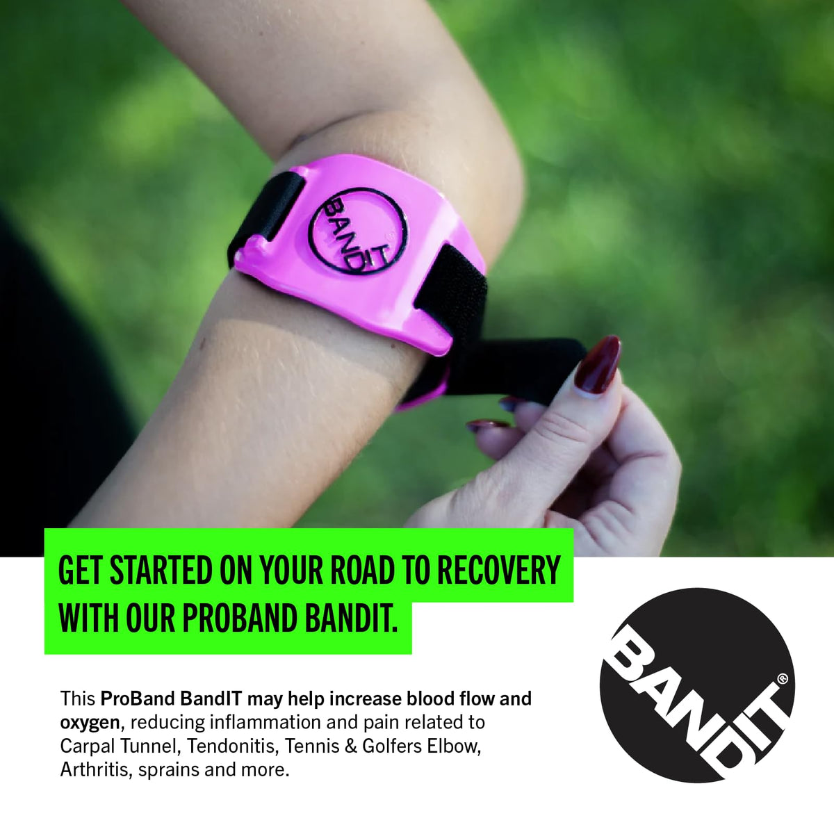 BandIT ® Therapeutic Arm Band for Elbow & Forearm Pain Relief, Anatomically Focused Dynamic Compression Band for Carpal Tunnel, Tendonitis, Tennis Elbow, Golfers Elbow, Sprains, & Arthritis, White