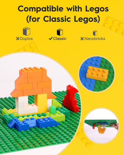 Pokiiulk Classic Gray Baseplates, 32x32 Studs Square Base Plates for Play or Display Bricks Creations, Compatible with Classic Legos, 10" x 10", Pack of 2, Perfect for City Streets, Castle, Mountains
