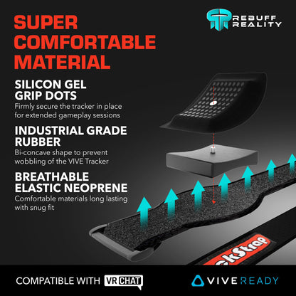 Rebuff Reality Trackstraps for Vive Tracker - Adjustable VR Full Body Tracking Straps, VR Chat Motion Capture, Compatible with Vive Tracker 3.0 2.0 Ultimate, Tundra, (Tracker Sold Separately) Black