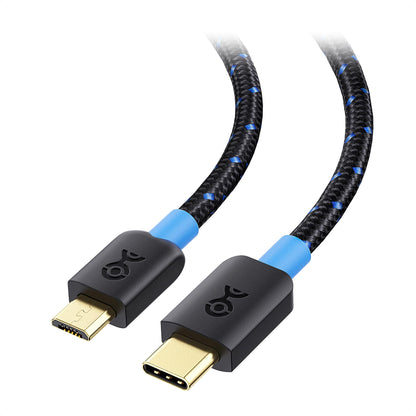 Cable Matters Braided USB C to Micro USB Cable - 3.3ft, [3A/15W Charging, 480Mbps Data] MicroUSB to USBC Cable, Micro-B 2.0 Cord for Game Controller, Camera, GPS, Dash Cam, and More, Black